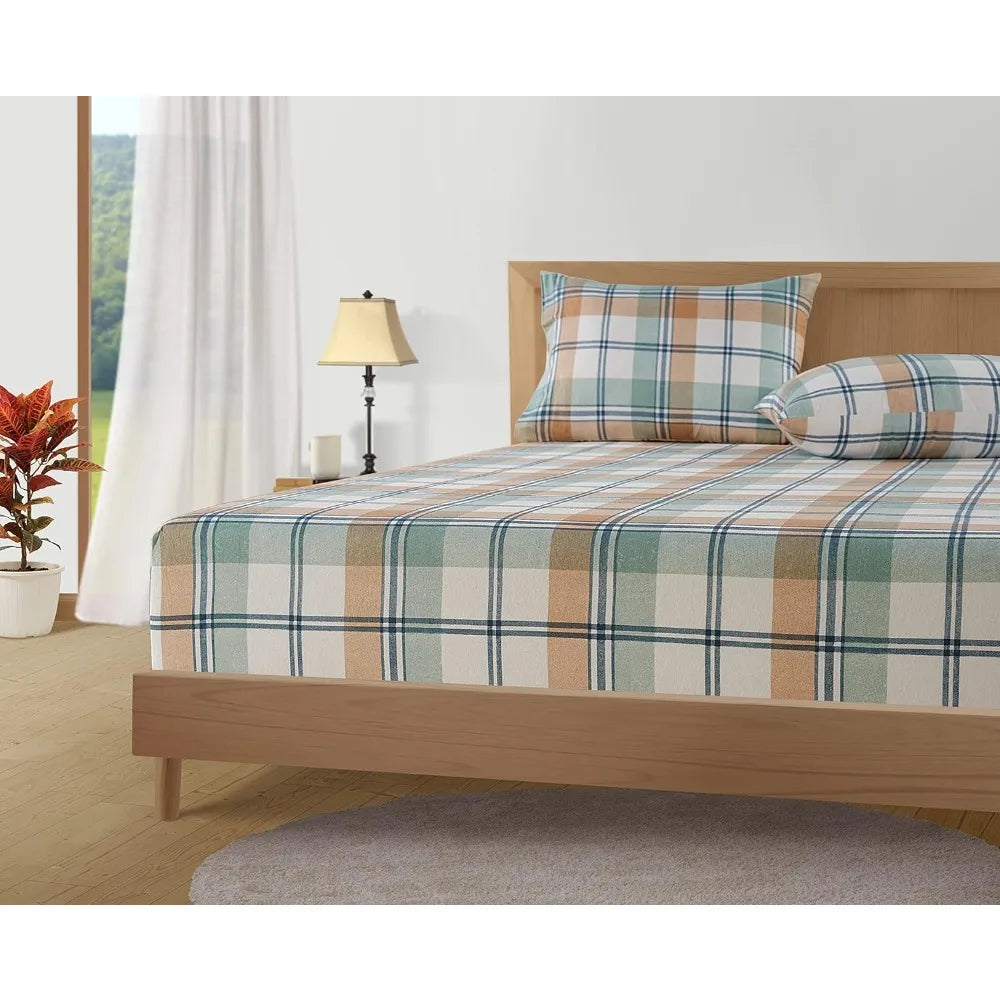 Queen Flannel Sheet Set – 100% Cotton, Brushed Soft, Warm Winter Bedding
