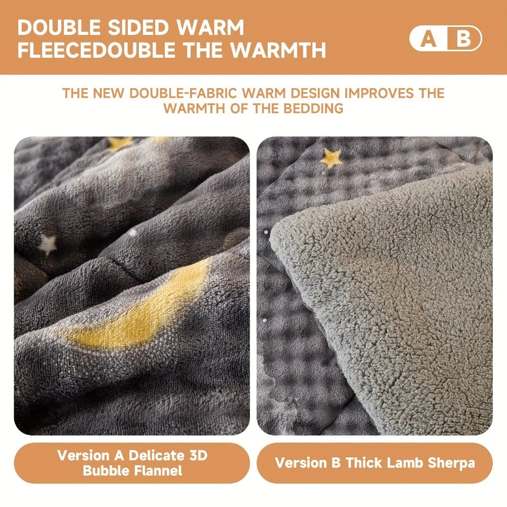 Bohemian Plush Faux Rabbit Fur Quilt Set – 3-Piece All-Season Bedding