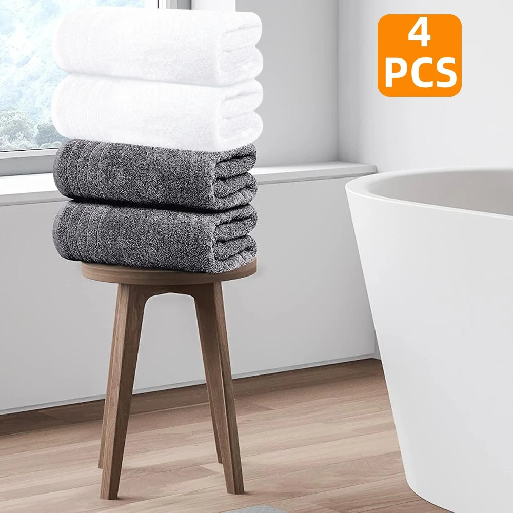 Pack of 4 XL Cotton Bath Towels – 30x60”, Soft, Lightweight & Quick-Drying