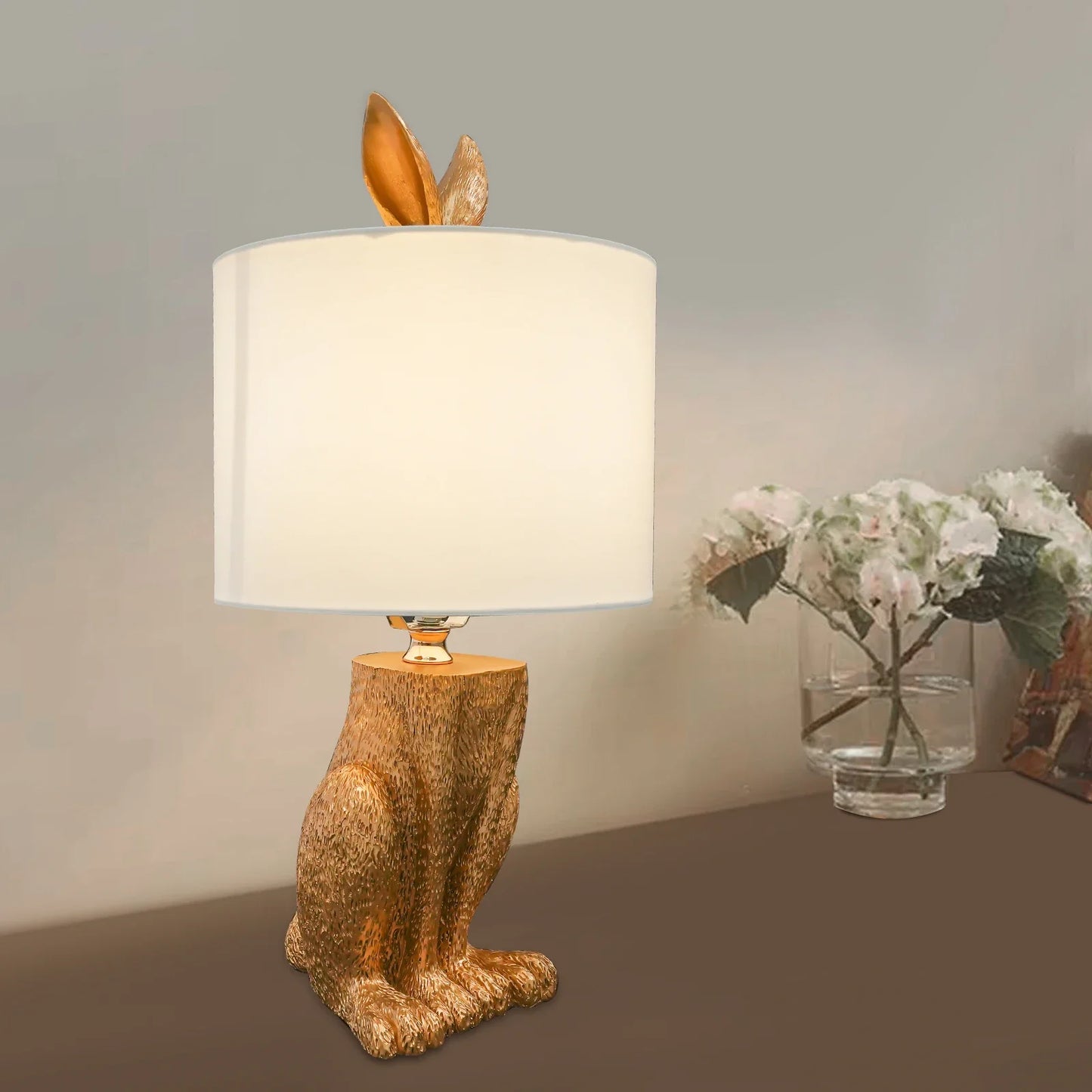 Gold Rabbit Table Lamp – Cute Bunny LED Desk & Bedside Night Light