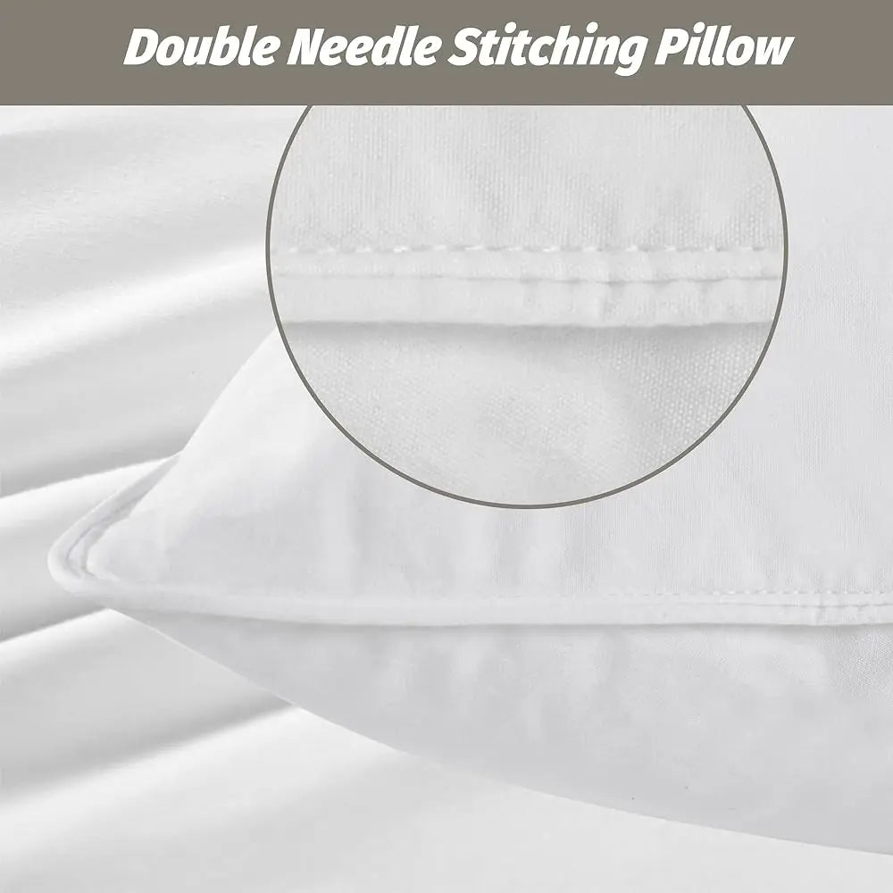 2pcs Luxury Goose Feather Down Pillows Soft Supportive Sleeping Pillows with Cotton Cover