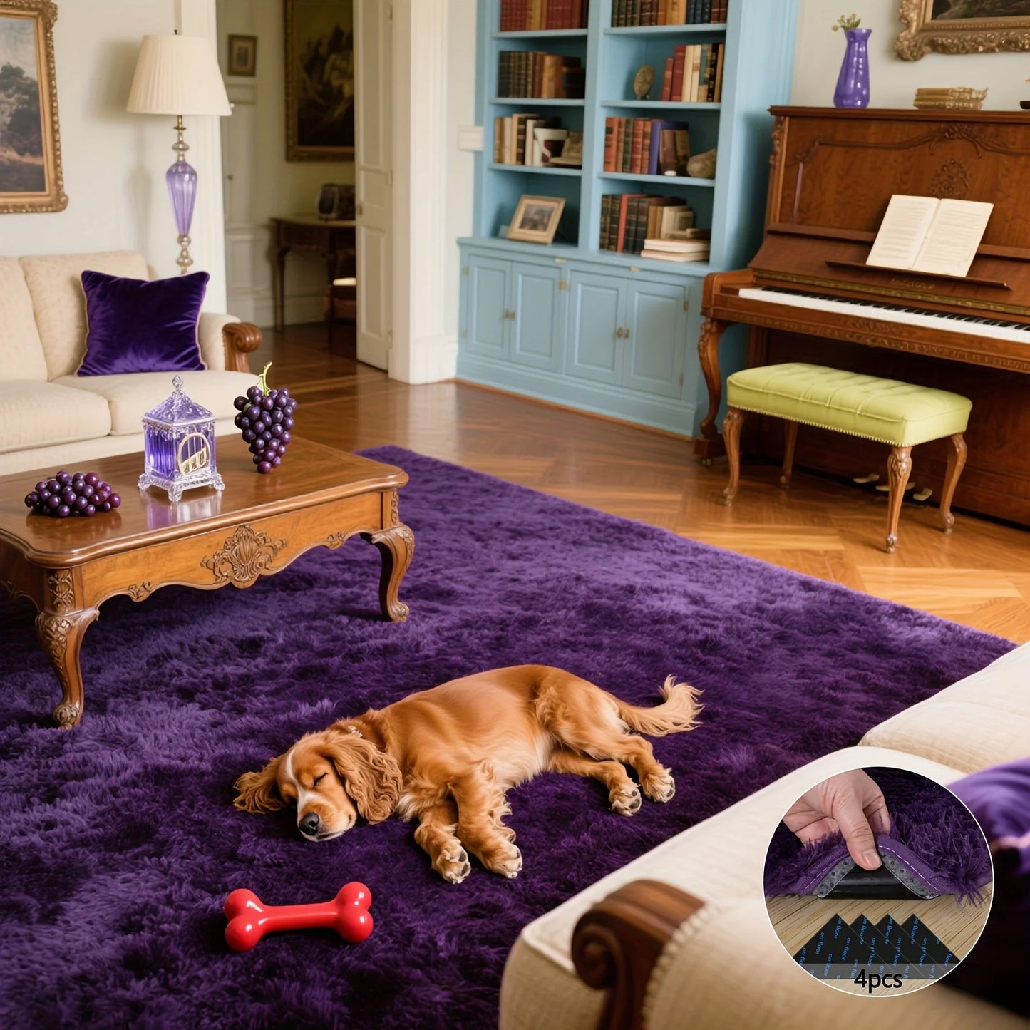 Purple Fluffy Shag Rug – Soft Non-Slip Area Carpet for Living Room, Bedroom, or Nursery
