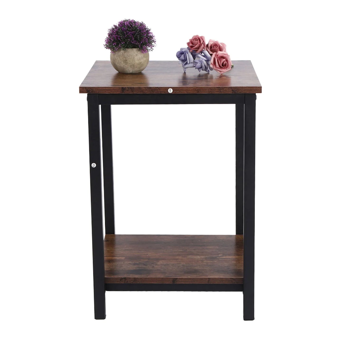 Modern Industrial Double-Layer Side Table – Bedroom & Living Room Storage Cabinet