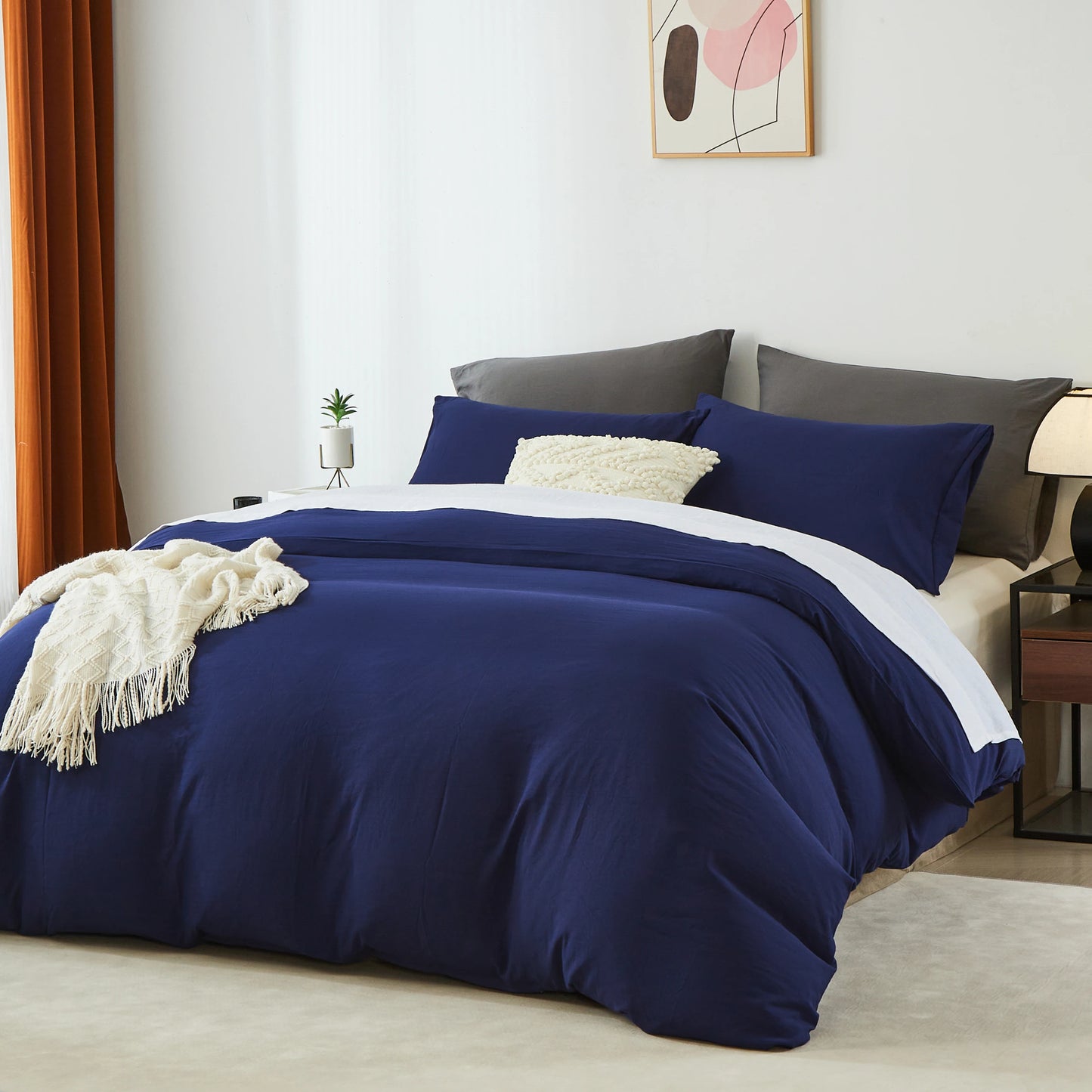 Boho Duvet Cover – Solid Color All-Season Bedding Set