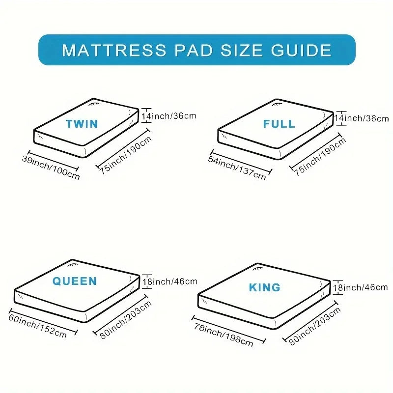 Quilted Mattress Pad – Breathable Plush Bed Protector (White)