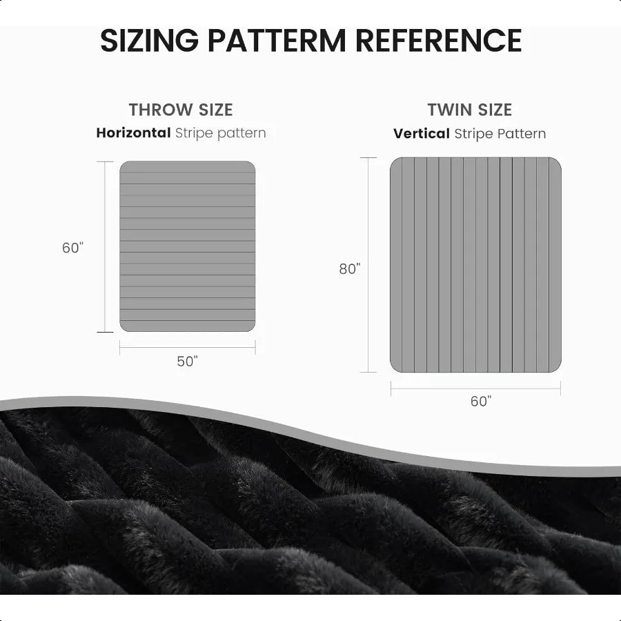 Black Faux Fur Throw Blanket – 50x60 Inches, Cozy & Plush