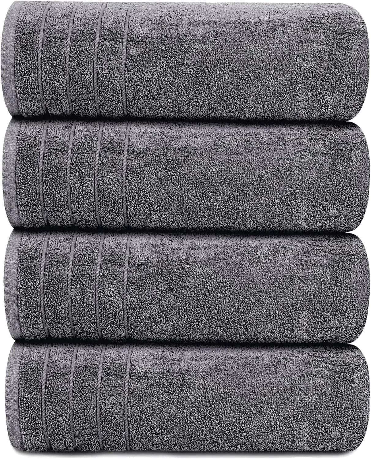 Pack of 4 XL Cotton Bath Towels – 30x60”, Soft, Lightweight & Quick-Drying