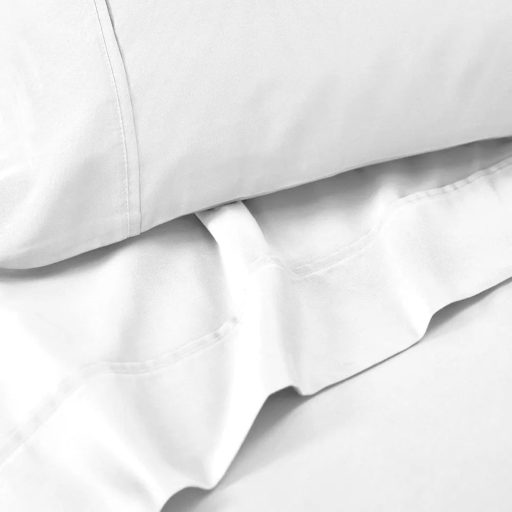 Luxury Cotton-Rich Sateen Sheet Set – 1500 Thread Count, King Size (White)