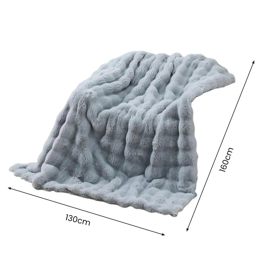200cm Fuzzy Plush Bubble Throw Blanket Cozy Warm Winter Quilt