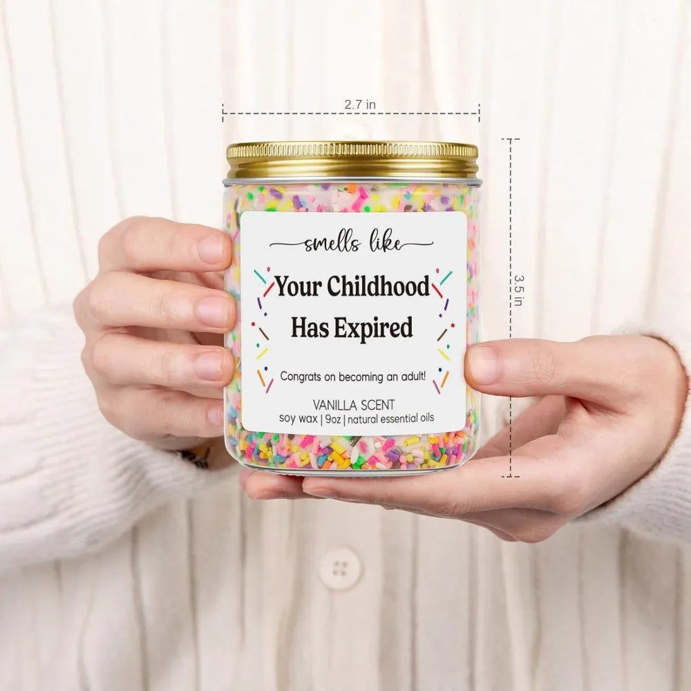 🎂 Funny 18th Birthday Candle – “Smells Like Your Childhood Has Expired” Vanilla Scented Gift for Girls & Boys (9oz)