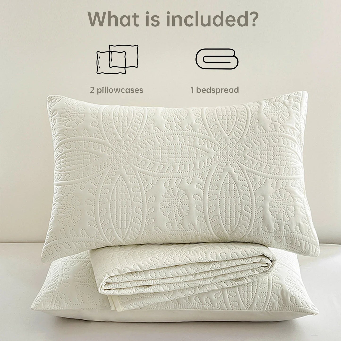 3-Piece Bohemian Bedding Set – Bedspread & 2 Pillowcases, Soft, Machine-Washable, All-Season