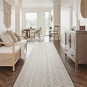 Boho Khaki Washable Area Rug 6x9 – Non-Slip 3D Moroccan Living Room Carpet