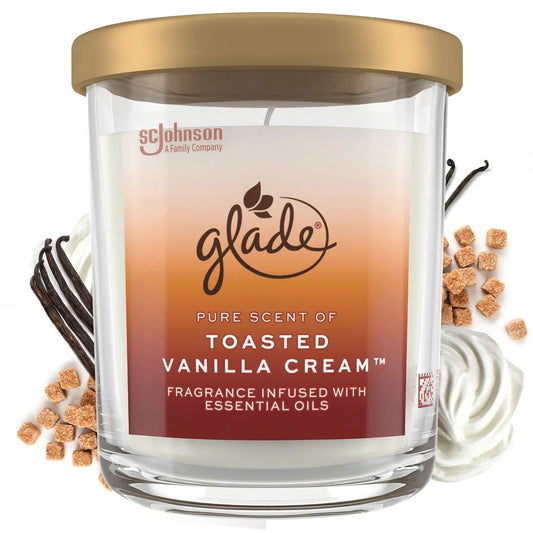 🕯️ Toasted Vanilla Cream Scented Candle – 85 Hour Burn | Warm & Spicy Aromatherapy Candle in Glass Jar with Rose Gold Lid