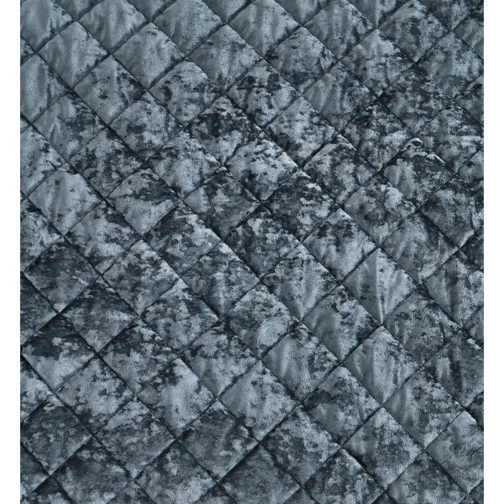 Luxury Storm Blue Velvet Comforter Set – Queen, 3-Piece, Geometric, All-Season