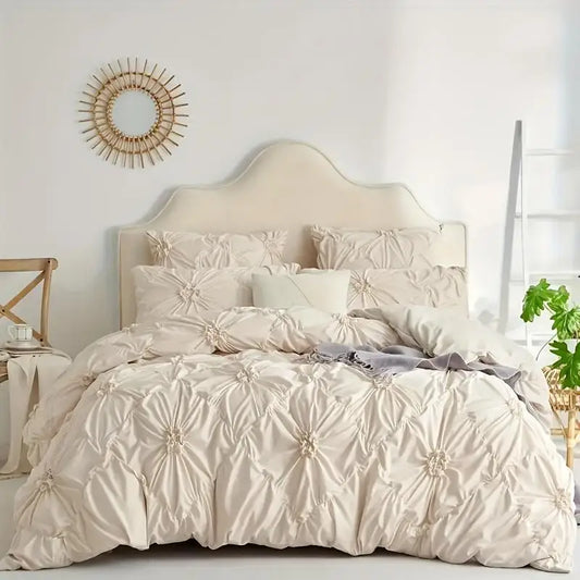 3-Piece Bohemian Plaid Duvet Cover Set, Soft Polyester