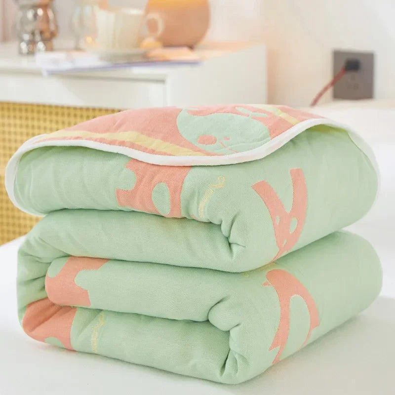 🌿 100% Cotton Pastoral Style Thread Blanket – Soft, Breathable & Lightweight Throw for Home, Travel, and Outdoor Use