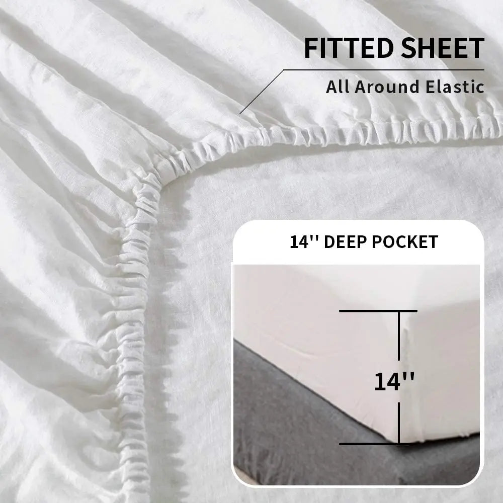 Simple & Opulence 4-Piece Linen Cotton Sheet Set – Breathable, Soft & Naturally Luxurious Bedding