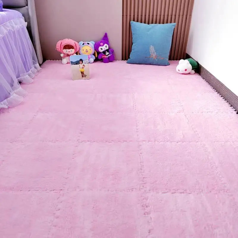 30×30CM Soft Plush Kids Carpet – 10PCS Interlocking Foam Play Mat Tiles for Children