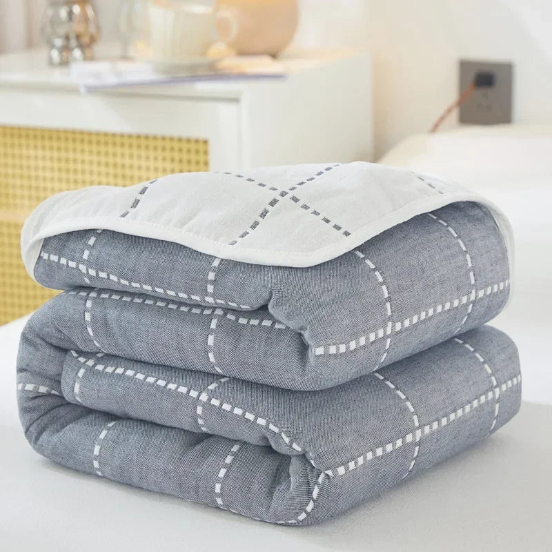 🌿 100% Cotton Pastoral Style Thread Blanket – Soft, Breathable & Lightweight Throw for Home, Travel, and Outdoor Use