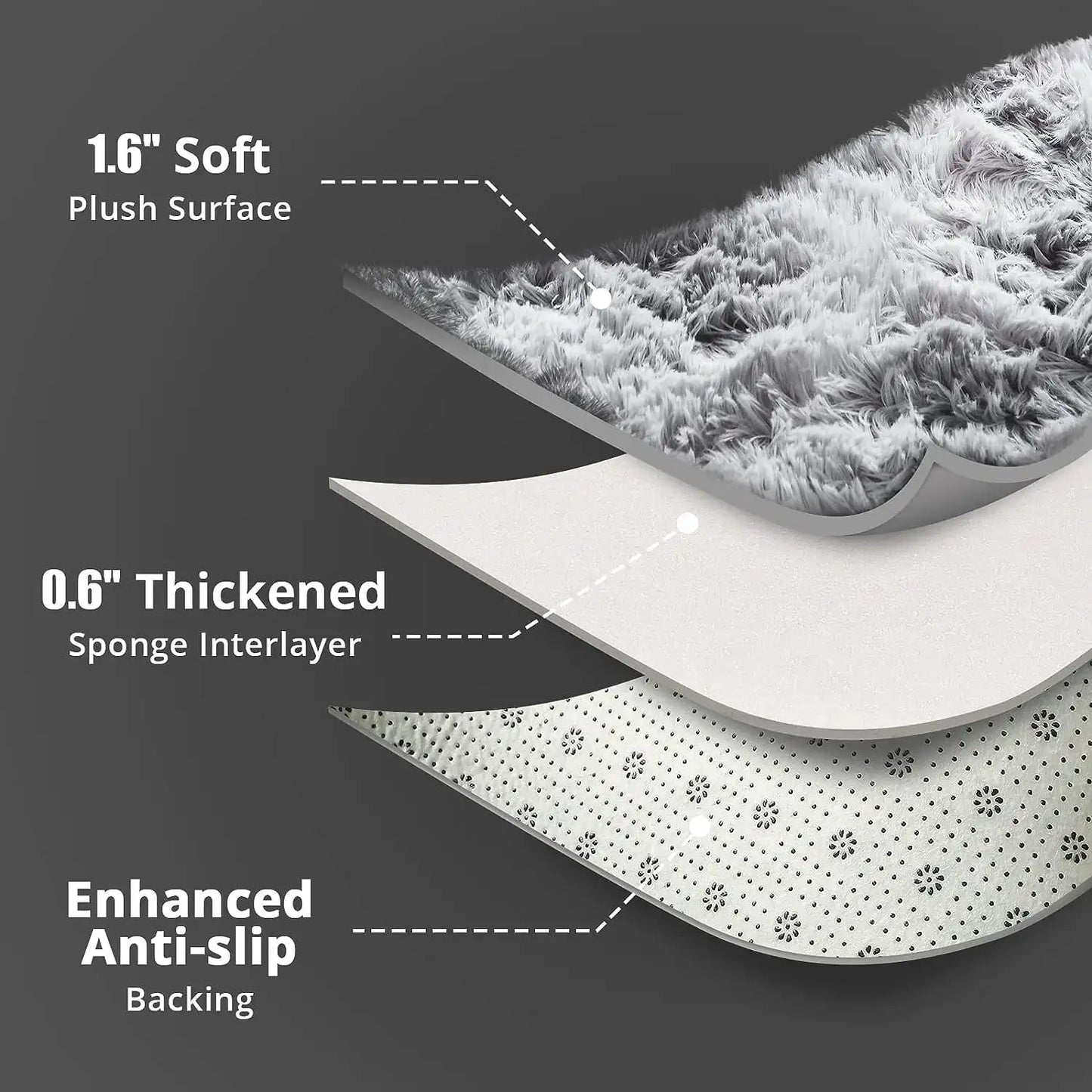 Area Rug Living Room 5x8ft Ultra Shag Fluffy Soft Fuzzy Non-Slip Carpet Mat