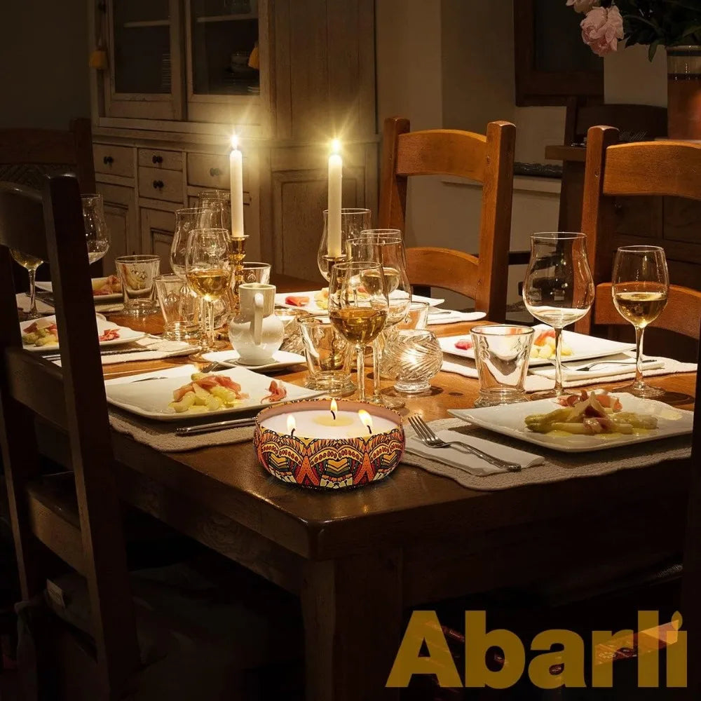 🕯️ Blue & White Citronella Outdoor Candle – Decorative Bug-Repellent Candle for Patio, Garden & Backyard (8.4 oz)