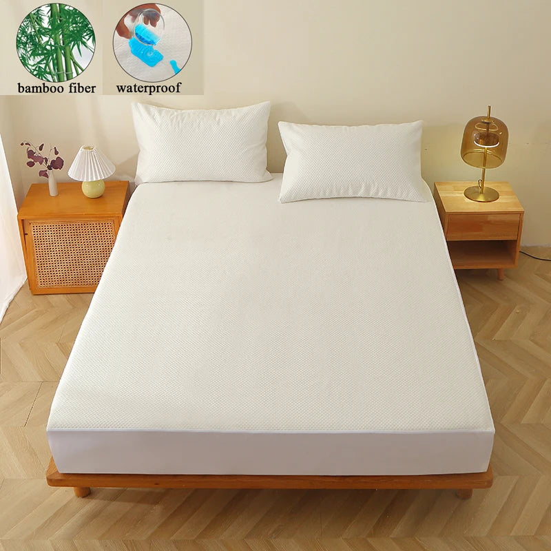 3-Piece Bamboo Fiber Waterproof Bed Sheet Set – Mattress Protector