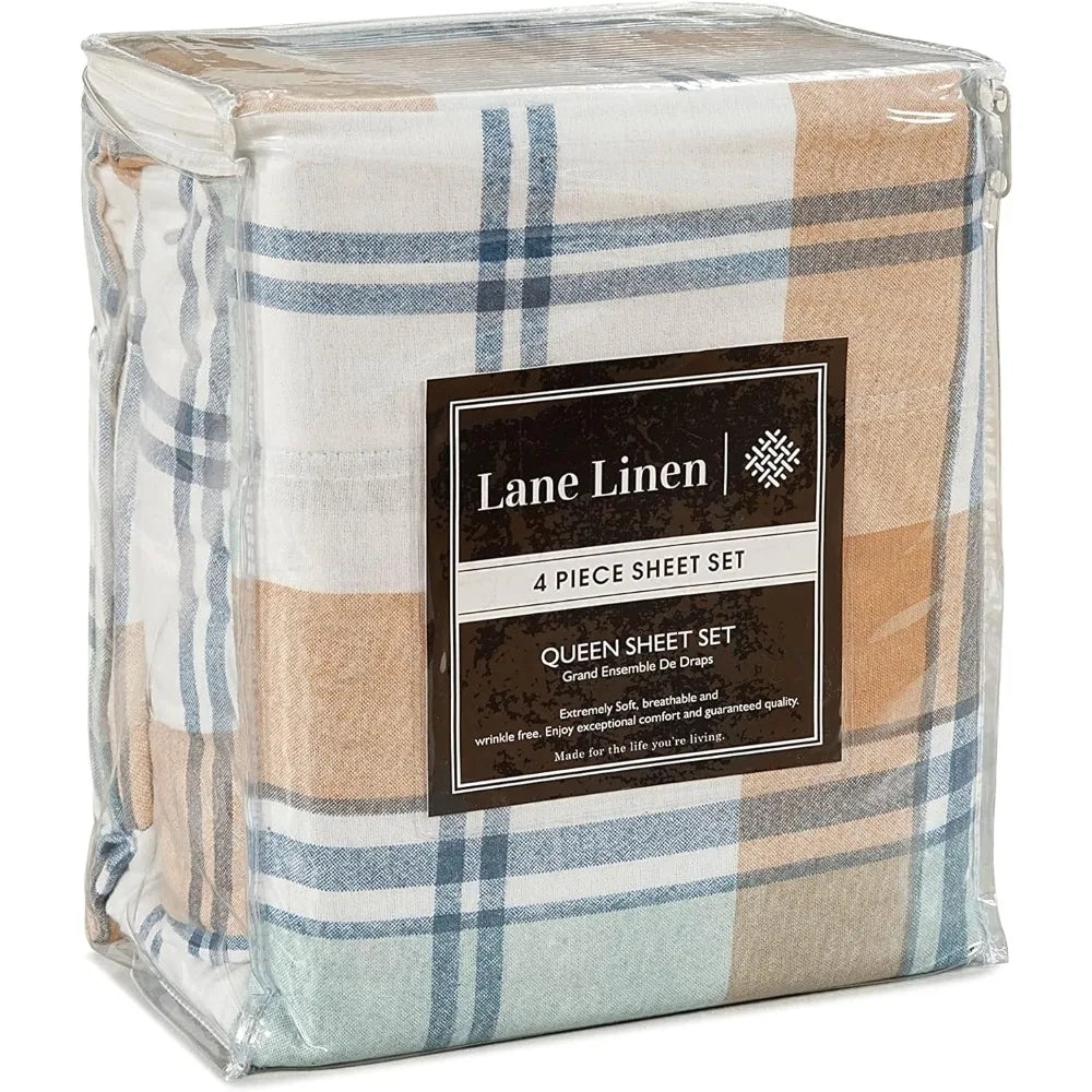 Queen Flannel Sheet Set – 100% Cotton, Brushed Soft, Warm Winter Bedding
