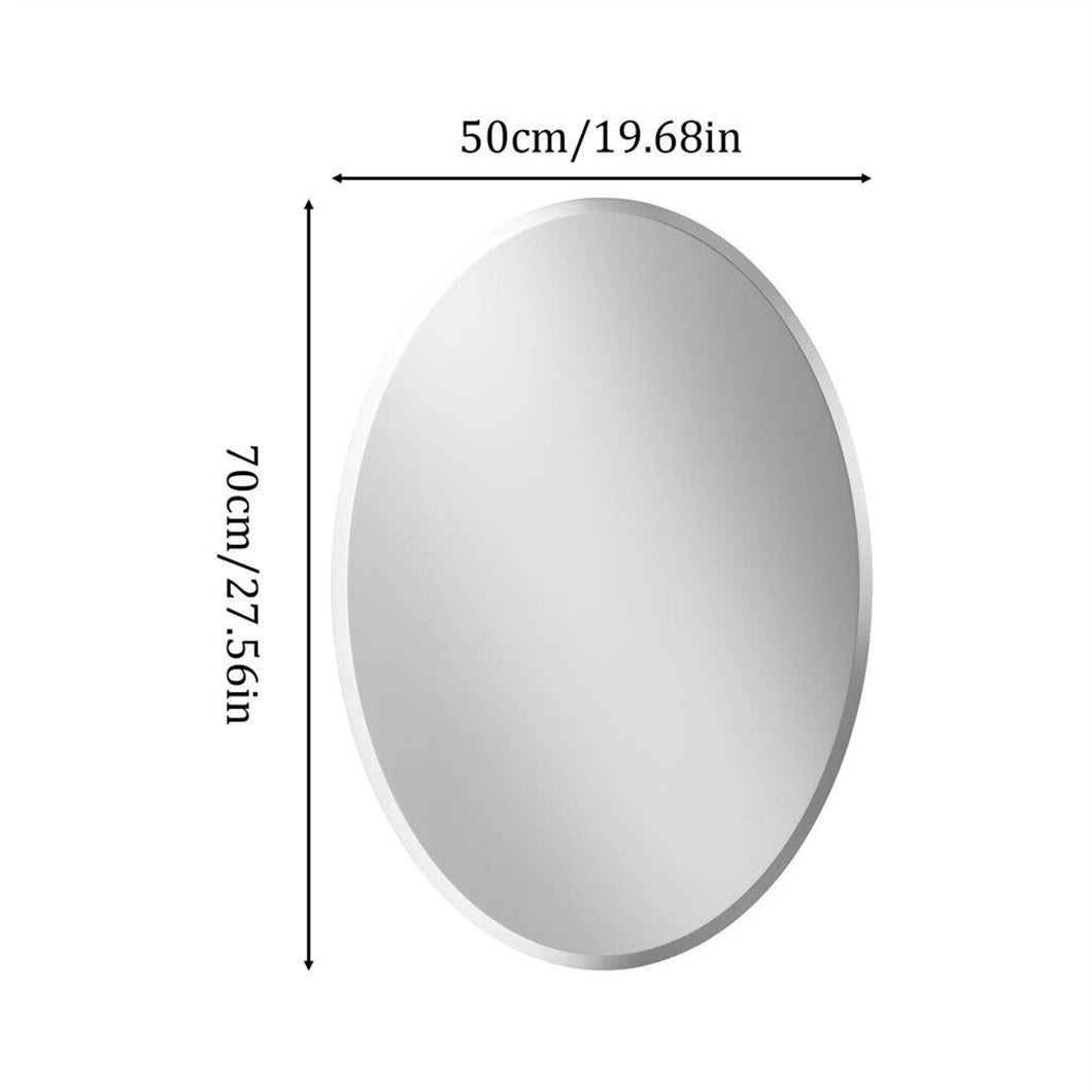 Frameless Oval Wall Mirror with Beveled Silver Edge – High-Definition Elliptical Vanity Mirror for Bathroom, Bedroom & Living Room