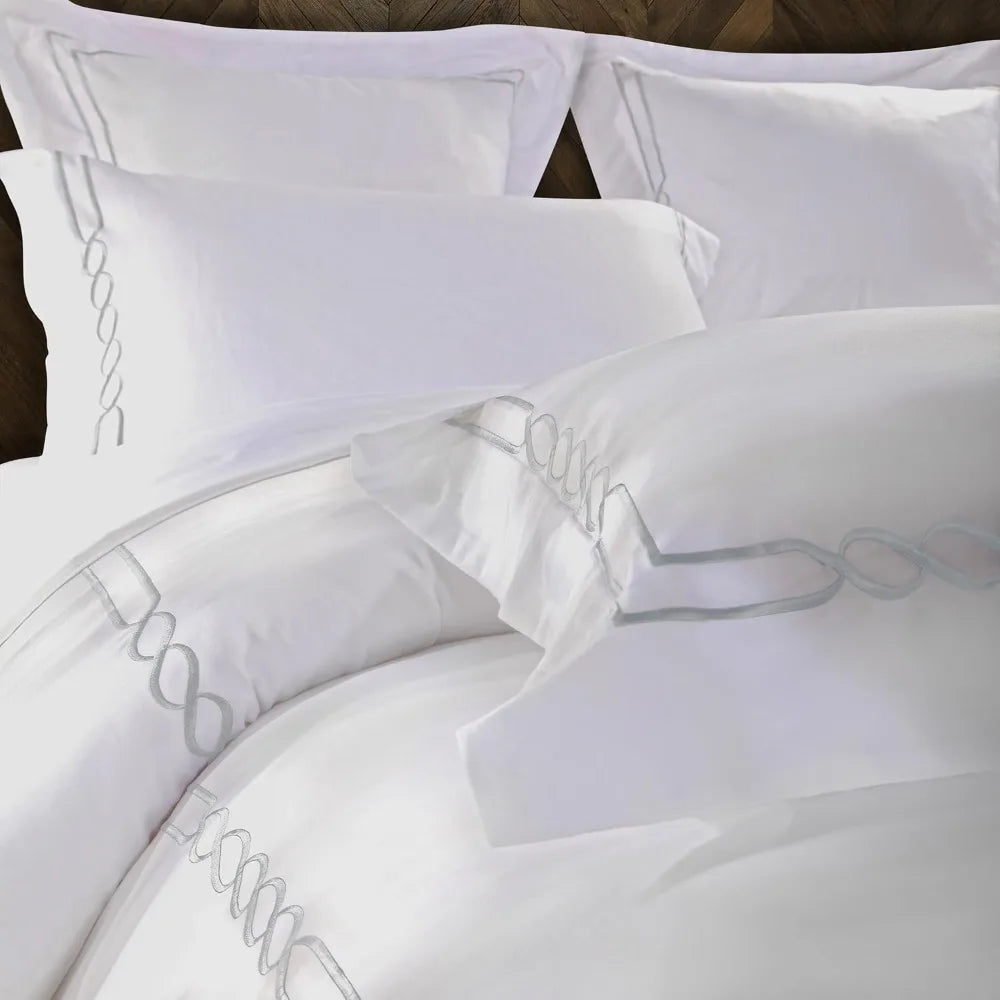 White Bordered 100% Cotton Duvet Cover Set – Full/Queen Size | Soft, Breathable, and Elegant Bedding