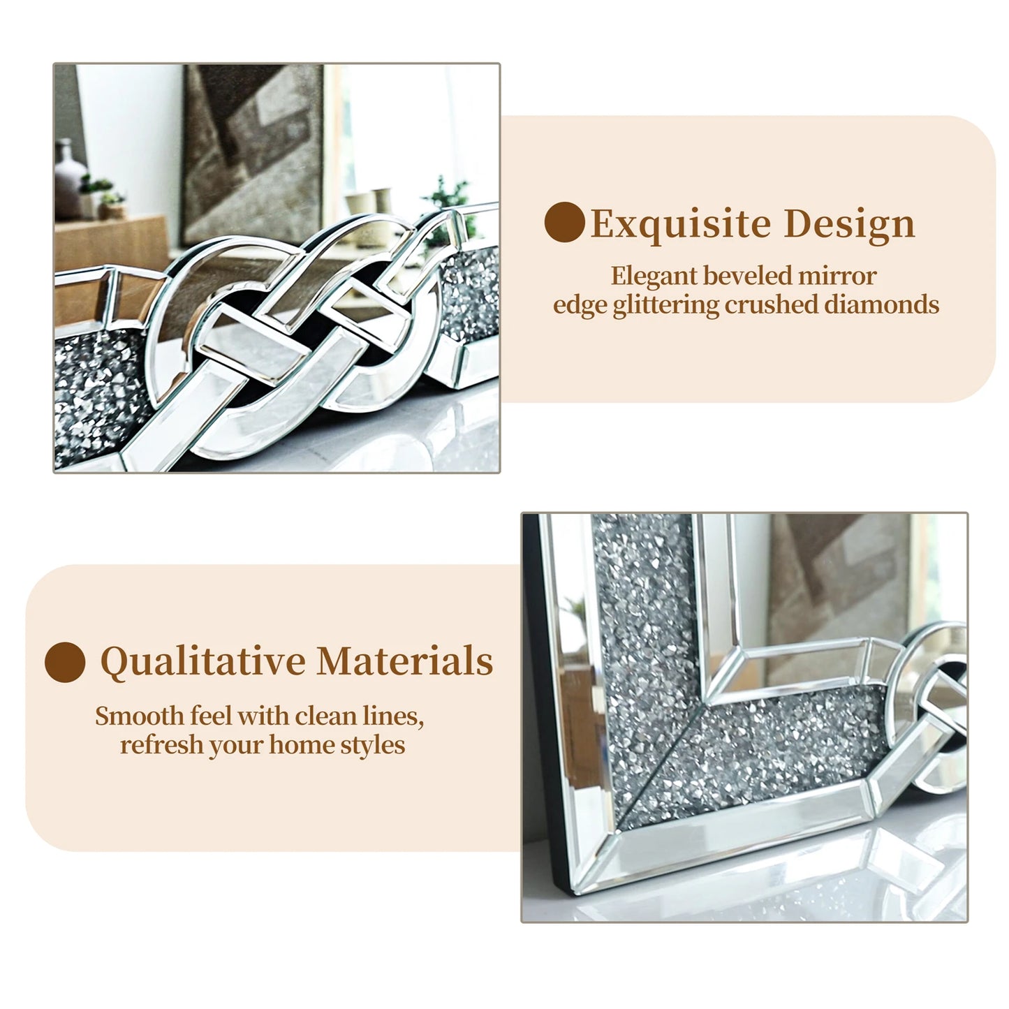 160cm Tall Crushed Diamond Full-Length Mirror – Silver Glass Full Body Mirror