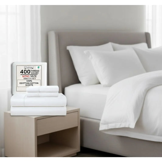 King Size 400 Thread Count Egyptian Cotton Sheet Set – Soft, Deep Pocket, Luxurious Comfort
