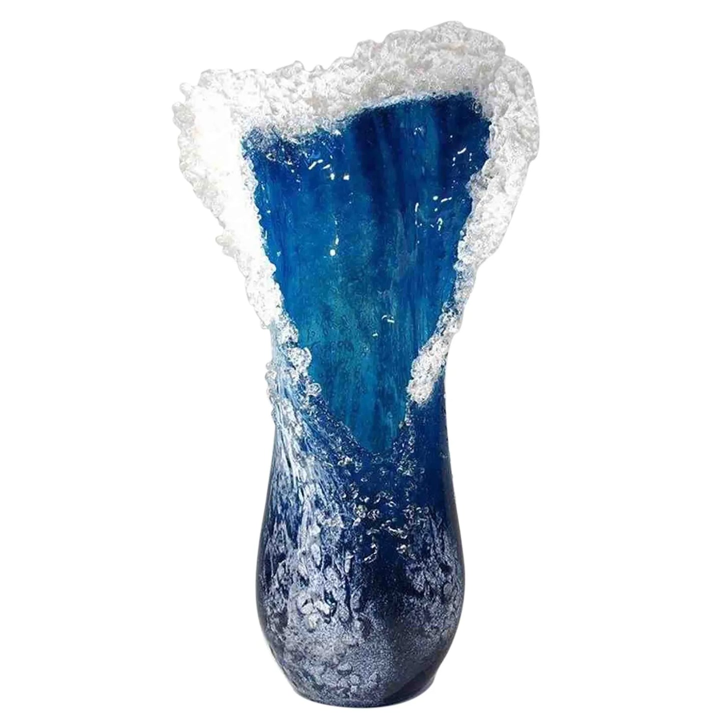 Sea Wave Resin Vase – Blue Wavy Decorative Vase for Living Room, Office, or Coffee Shop