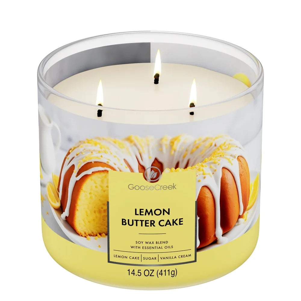 🍋 Lemon Butter Cake Candle – 3-Wick Scented Jar | Sweet Bakery Aroma, Long 50h Burn | Home Décor & Gift