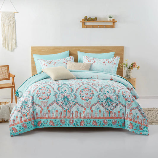 7-Piece Boho Geometric Comforter Set – Ultra-Soft Microfiber Bedding with Sheets & Pillow Shams