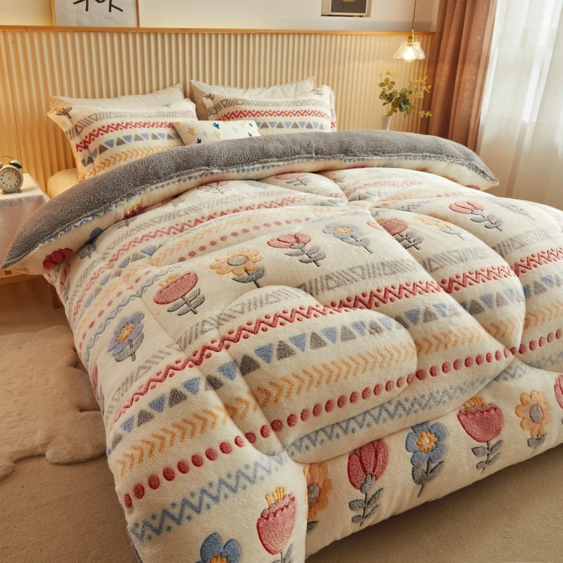 Tribal Aztec Geometric Comforter Set – Queen, 3-Piece Fleece Duvet
