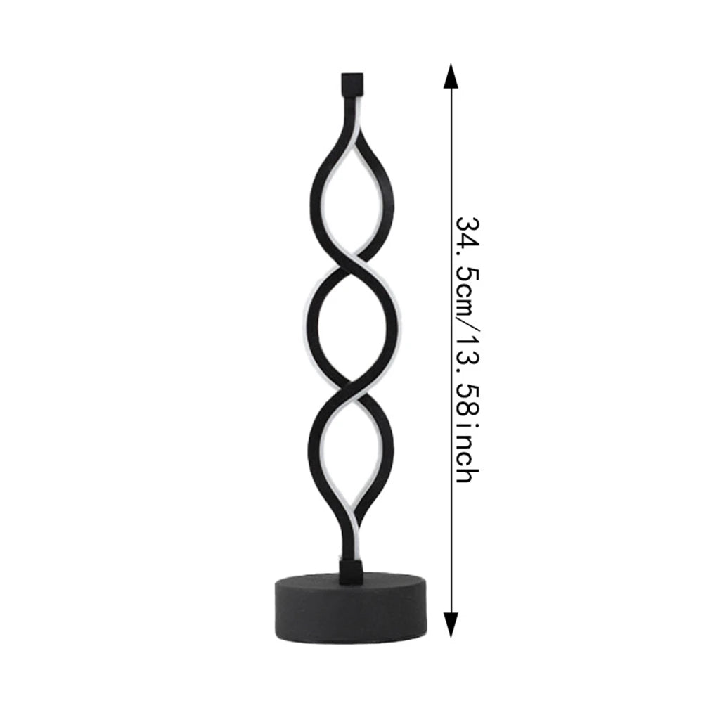 LED Spiral Table Lamp – Tricolor Adjustable Brightness Creative Room Decoration Light, USB Powered Eye-Protection Lamp