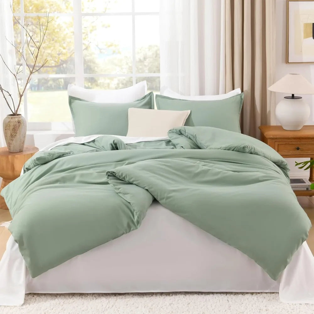 Sage Green 3-Piece 100% Cotton Comforter Set – Super King Plus