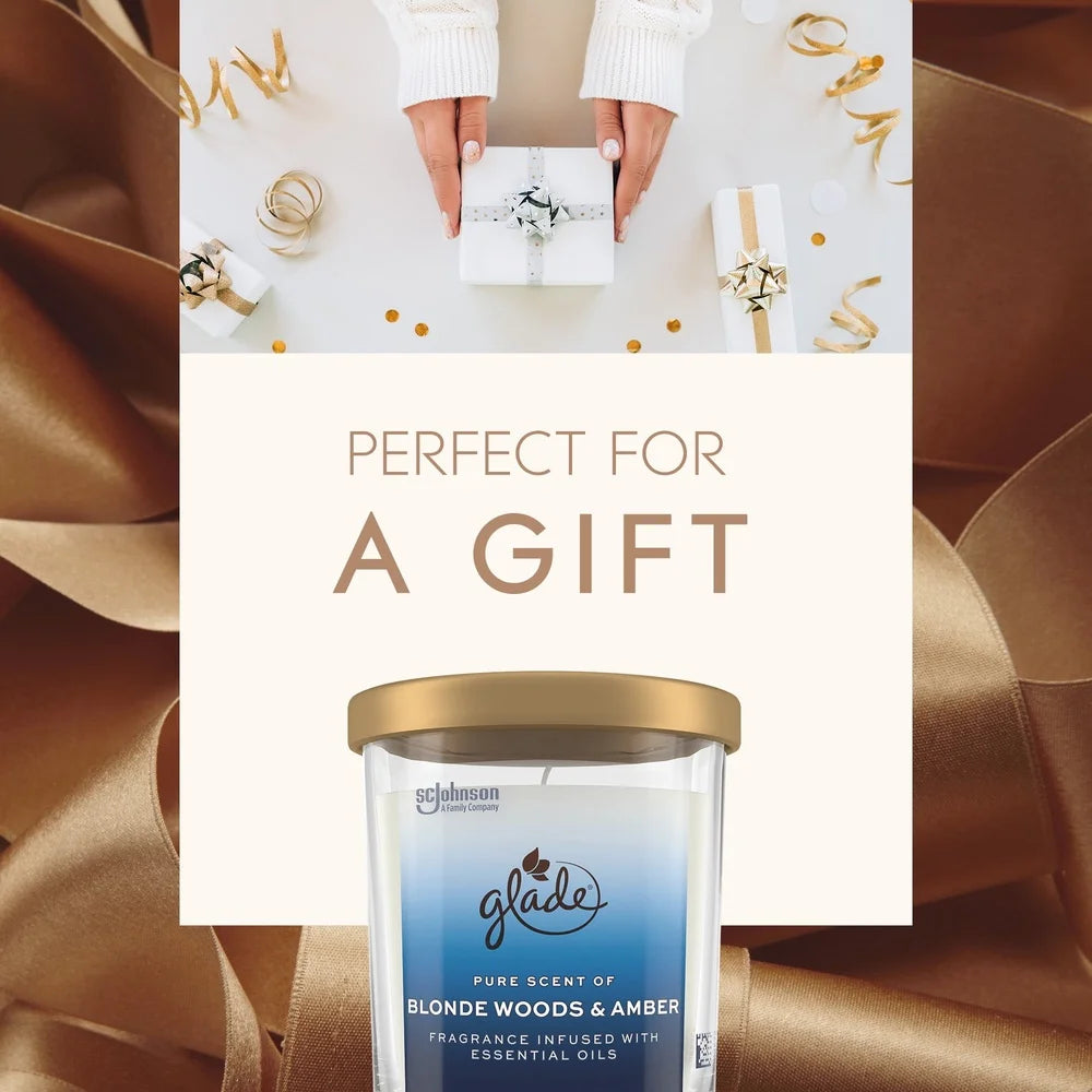 🕯️ Blonde Woods & Amber Candle – Long Burn Scented Jar Candle | Amber & Wood Fragrance, 85h Burn | Aromatherapy Home Décor Gift