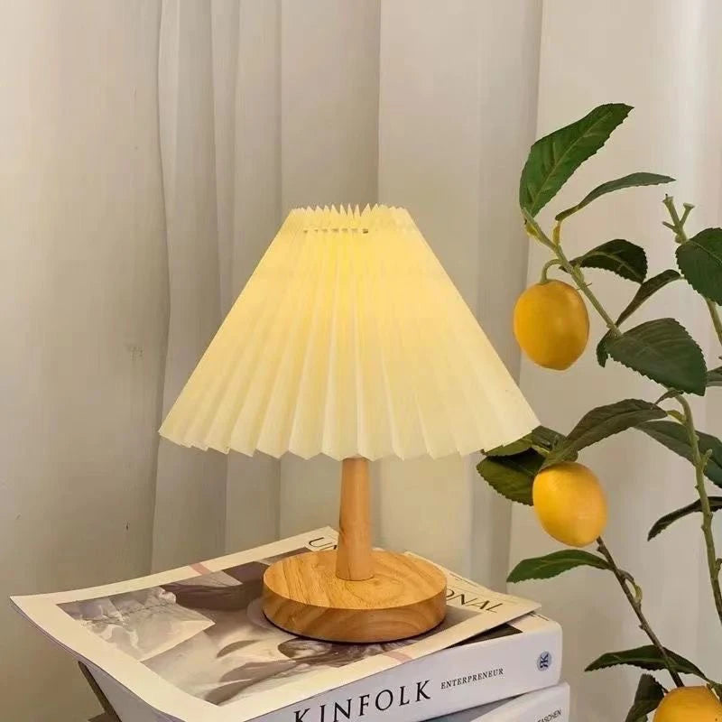 Nordic Pleated Table Lamp – Foldable DIY LED Bedside Lamp, USB & AC Powered, Adjustable Atmosphere Light for Bedroom and Home Decor