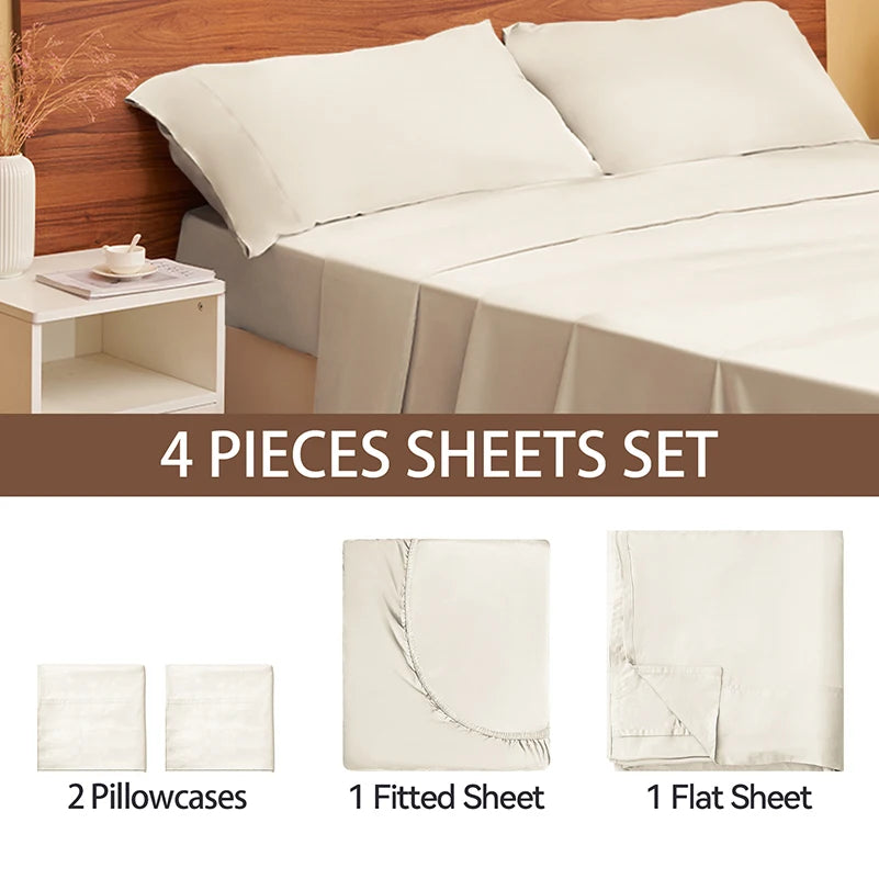 Luxury Bamboo Sheet Set – 100% Viscose, Silky Soft & Cooling, Deep Pockets