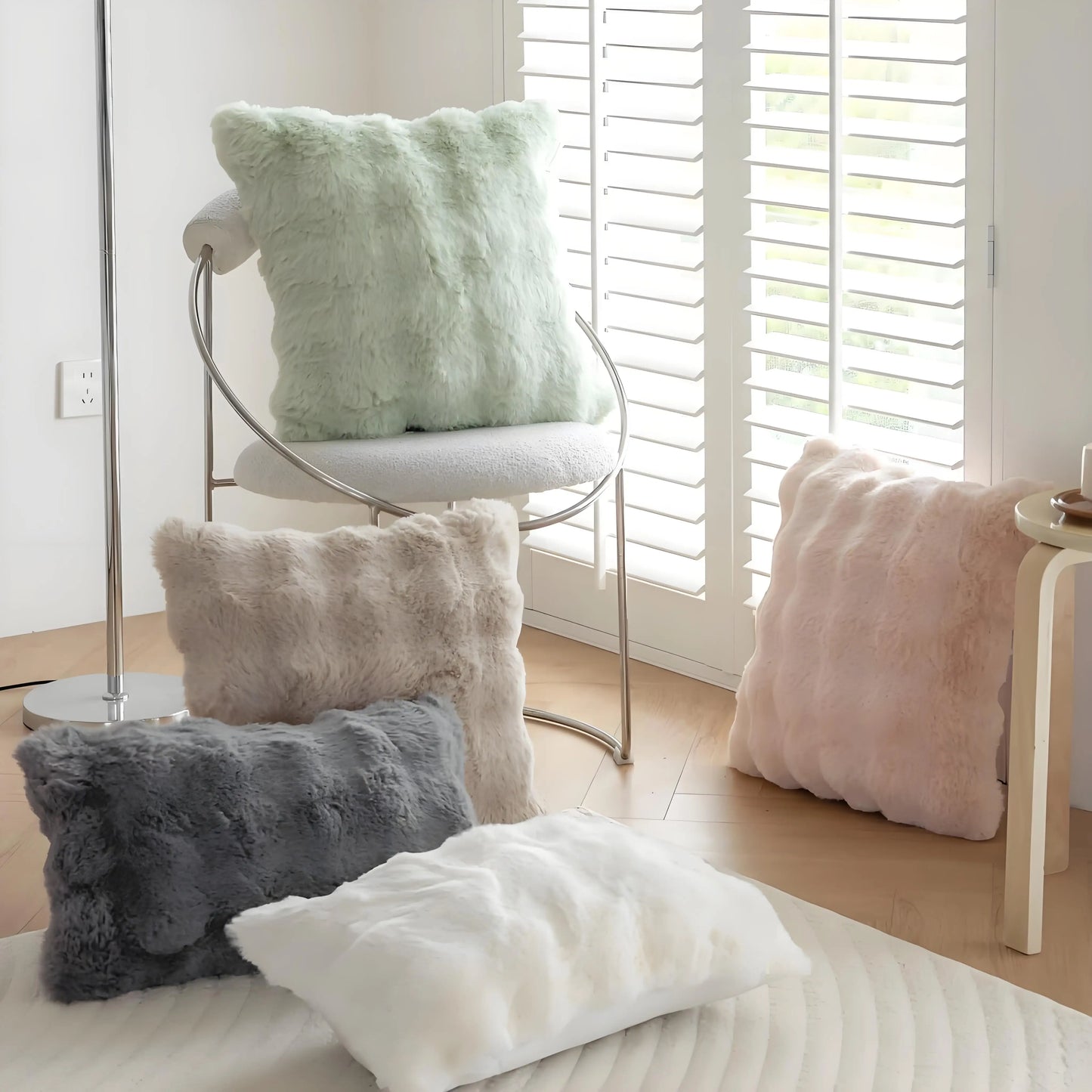 Faux Fur Pillow Covers – Set of 2, 18x18” Plush Decorative Cases