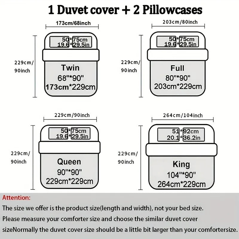 3-Piece Digital Print Quilt Cover Set(Duvet) – All-Season 🛏️🎨