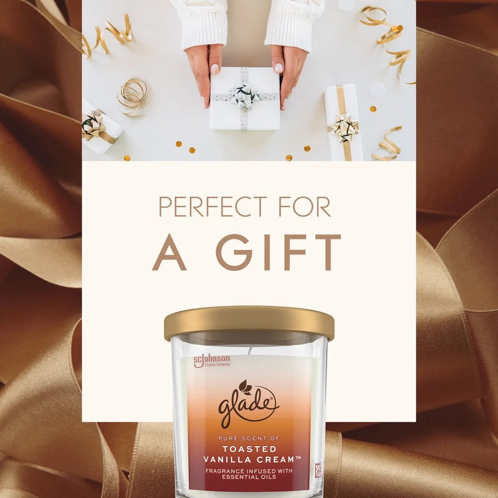 🕯️ Toasted Vanilla Cream Scented Candle – 85 Hour Burn | Warm & Spicy Aromatherapy Candle in Glass Jar with Rose Gold Lid
