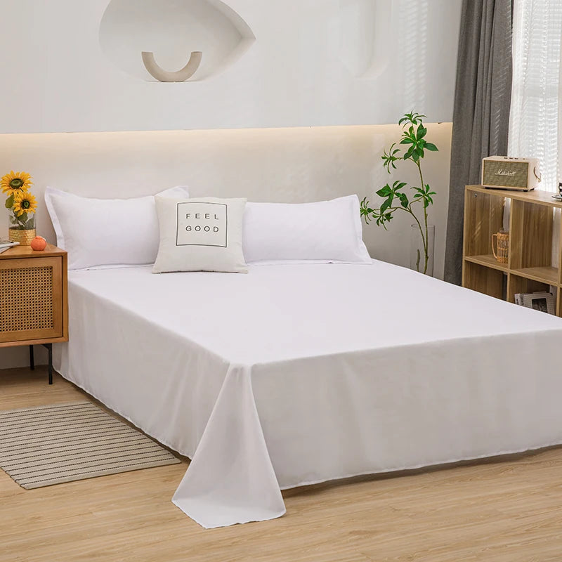Soft Polyester Flat Bed Sheet | Breathable, Skin-Friendly & Fade-Resistant Bedding