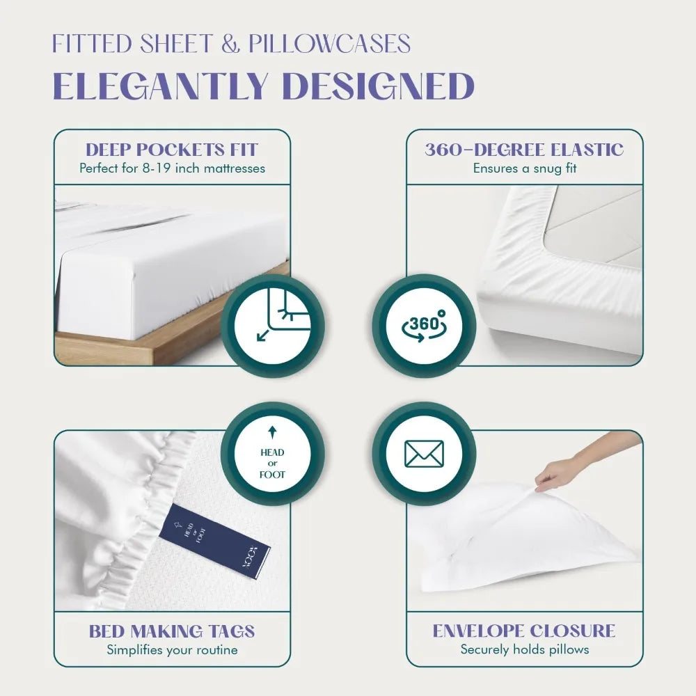Egyptian Cotton King Sheet Set 100% Linen 1500TC Soft Breathable Luxury