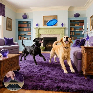 Purple Fluffy Shag Rug – Soft Non-Slip Area Carpet for Living Room, Bedroom, or Nursery