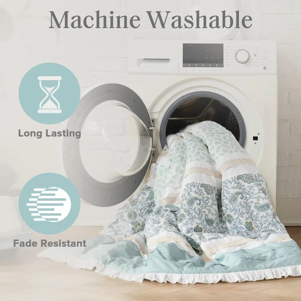 Cotton Shabby Chic Comforter Set – 9 - Piece, Modern Cottage Style.