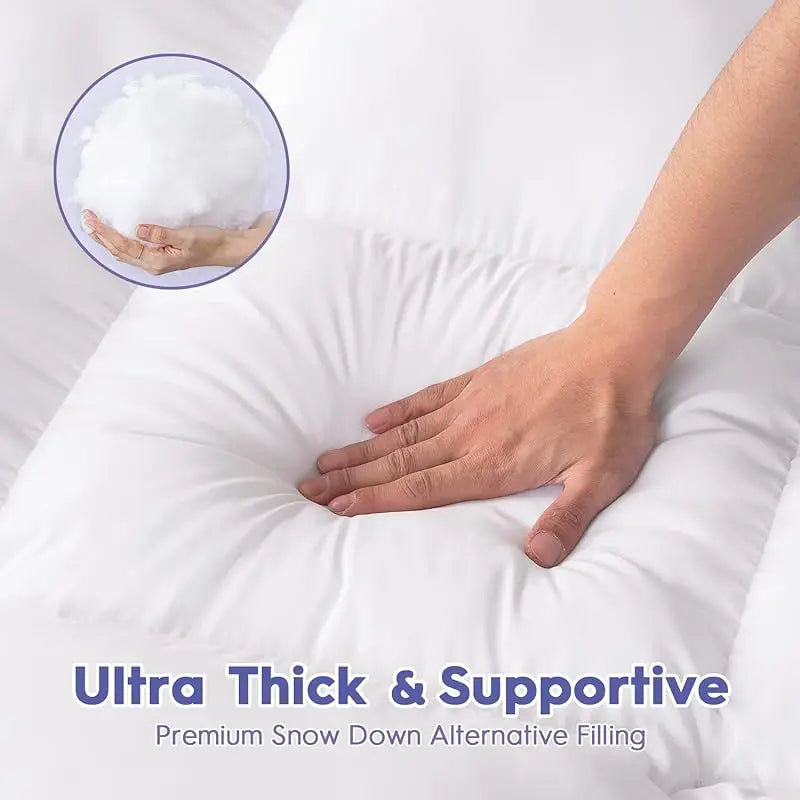 Extra Thick Mattress Topper Cooling Pad Soft 3D+7D Snow Down Alternative for Back Pain