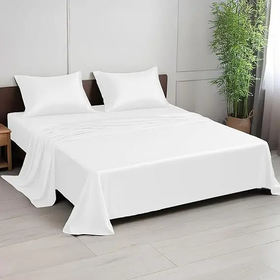 Luxury Bamboo Rayon Sheet Set – 4-Piece King Size (White)