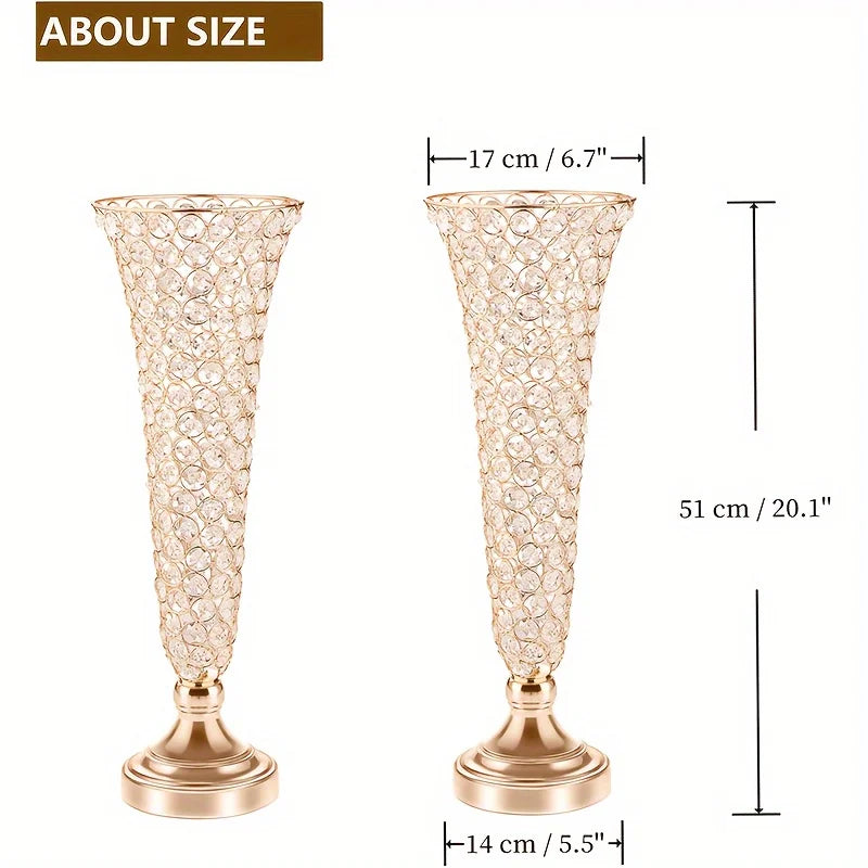 20-Inch Crystal Centerpiece Vases – Elegant Decorative Set for Tables & Events